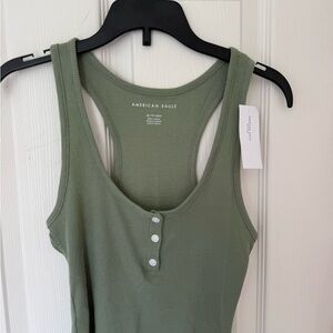 American Eagle Outfitters Green Fitted Sleeveless Tank Top